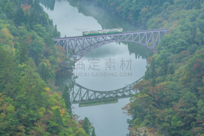 河流,桥,火车,水,美,水平画幅,无人,铁轨轨道,福岛县,户外