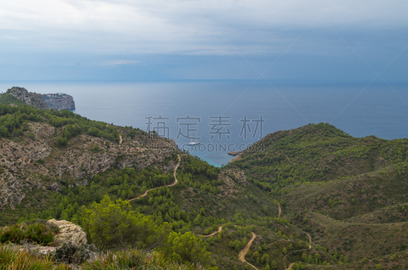 巴利阿里群岛,sierra de tramuntana,自然美,海岸线,马略卡,大丹狗,水,美,水平画幅,夏天