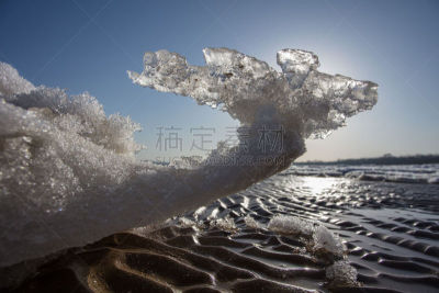 中国,海洋,冻结的,云,雪,船,动物,春天,海岸线,岩石
