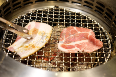 格子烤肉,热,猪肉,生食,煤,手提炉,饮食,自助餐,水平画幅,泰国