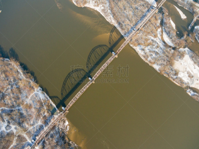 波兰,河流,航拍视角,在上面,铁路桥,城市,水,水平画幅,银行,沙子