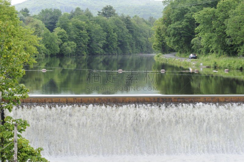 ottauquechee river,溢洪道,水,佛蒙特,美国,水平画幅,瀑布,无人,泉,户外