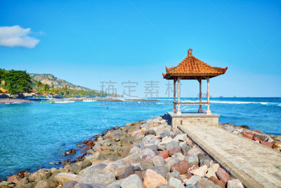 海洋,风景,传统,凉棚,展地达萨,水,天空,美,留白,水平画幅