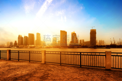 上海,外滩,浦西,新古典派,罗马式,天空,外立面,水平画幅,巴洛克风格,黄浦江