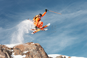高处,岩石,山,滑雪运动,平衡折角灯,田径运动员,天空,休闲活动,雪,套装