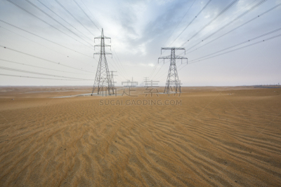 沙漠,电力线,阿布扎比,沙尘暴,empty quarter,电缆,天空,水平画幅,沙子,无人