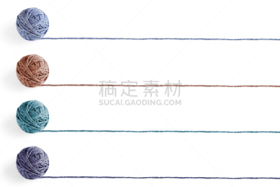 羊毛线球,分离着色,白色,四个物体,球,留白,钩针编织品,褐色,休闲活动,水平画幅