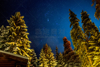 星座,猎户座大星云,天空,寒冷,水平画幅,星星,地形,夜晚,雪,无人