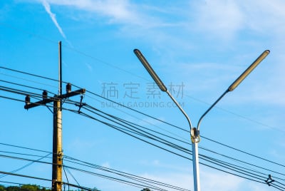电力线,电缆,路灯,城市生活,旅途,热,照明设备,泰国,迅速,交通方式