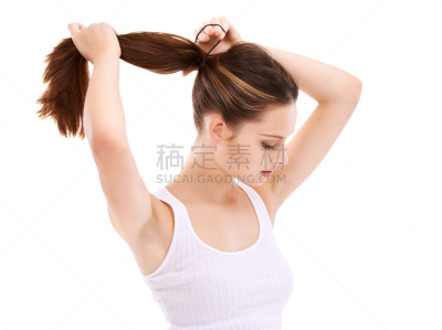 长发,力量,马尾辫,美,留白,彩妆,水平画幅,美人,化妆用品,白人