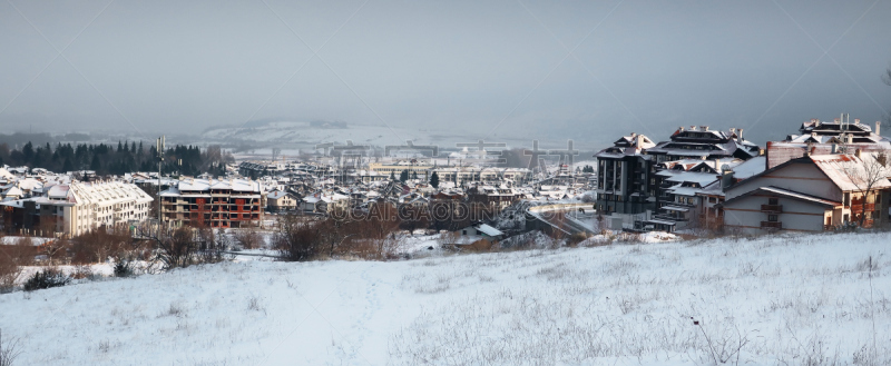 滑雪场,保加利亚,班斯科,全景,城镇,天空,雪,旅行者,白色,冬天