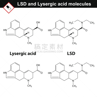 迷幻剂,酸,分子,迷幻色,羟色胺,家庭,纺织品,迷幻艺术,受体,分子结构