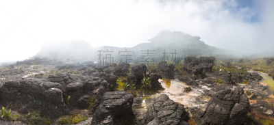 罗赖马山,雾,风景,奇异的,在下面,在上面,天空,水平画幅,瀑布,无人