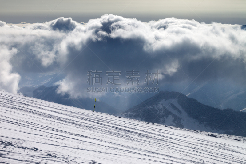 日光,滑雪坡,障碍滑雪赛,乌云,风险,健康保健,脉搏图,暗色,运动,雪山