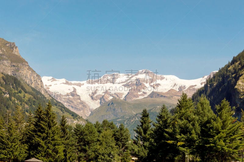 夏天,山,格雷索,山谷,玫瑰,全景,水,褐色,水平画幅,奥斯塔山谷