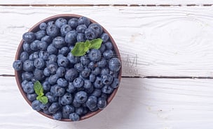 蓝莓,碗,水平画幅,维生素,夏天,特写,甜点心,清新,农业,叶子