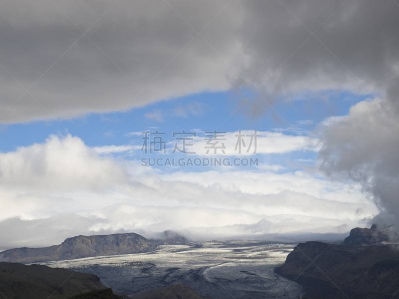 fjallabak nature reserve,卡特拉火山,兰德玛纳,天空,水平画幅,山,雪,无人,火山地形,偏远的