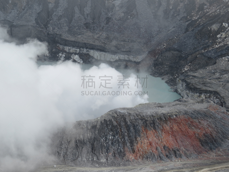 波阿斯火山,伯斯国家公园,喷气孔,火山,水平画幅,无人,户外,火山口,哥斯达黎加,摄影