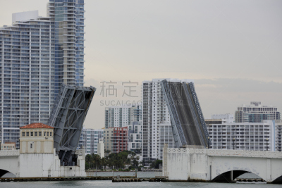 堤道,威尼斯堤道大桥,可开闭吊桥,长焦镜头,迈阿密海滩,迈阿密,拍摄场景,水平画幅,无人,部分