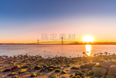 桥,白石镇,水,天空,水平画幅,云,夜晚,无人,曙暮光,户外
