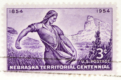 1954,内布拉斯加,领土行为,森特尼尔,邮戳,女人,水平画幅,图像,彩色图片