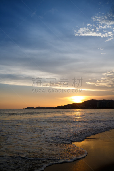 伊斯塔帕,希瓦它内荷,格雷罗,垂直画幅,水,天空,沙子,无人,曙暮光,户外