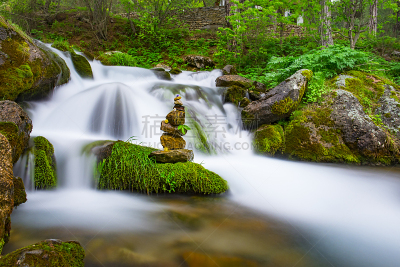 natural waterfall texture and zen stones