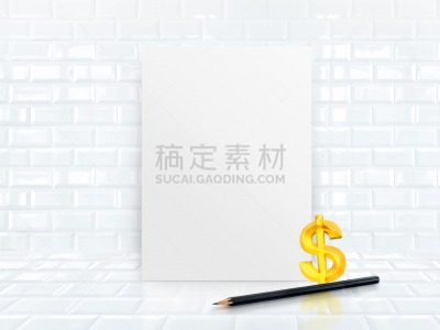 墙,砖地,铅笔,纸,室内地面,贺卡,留白,美元符号,书页