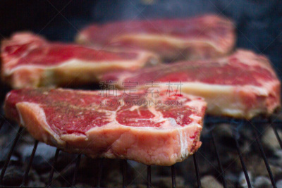 牛排,烤肉架,牛肉,炊具,格子烤肉,热,烤的,食品,野餐,半熟品