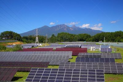 太阳能电池板,山,发电站,天空,里山,能源,电源,工业,技术,光