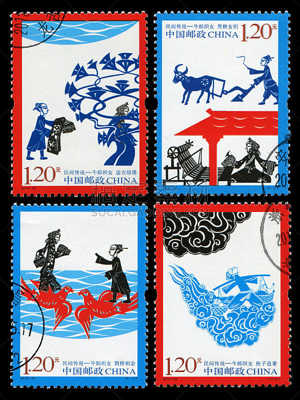 女孩,2010,七夕节,鹊,邮戳,亚洲,背景分离,幻想,垂直画幅,图像