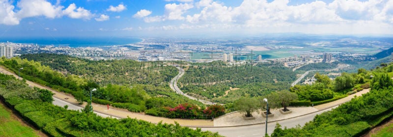 海法,全景,海湾,水,美,水平画幅,山,无人,海港,货运