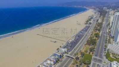 圣莫尼卡,市区,天空,外立面,水平画幅,显微图片,无人,洛杉矶县,夏天,棕榈树