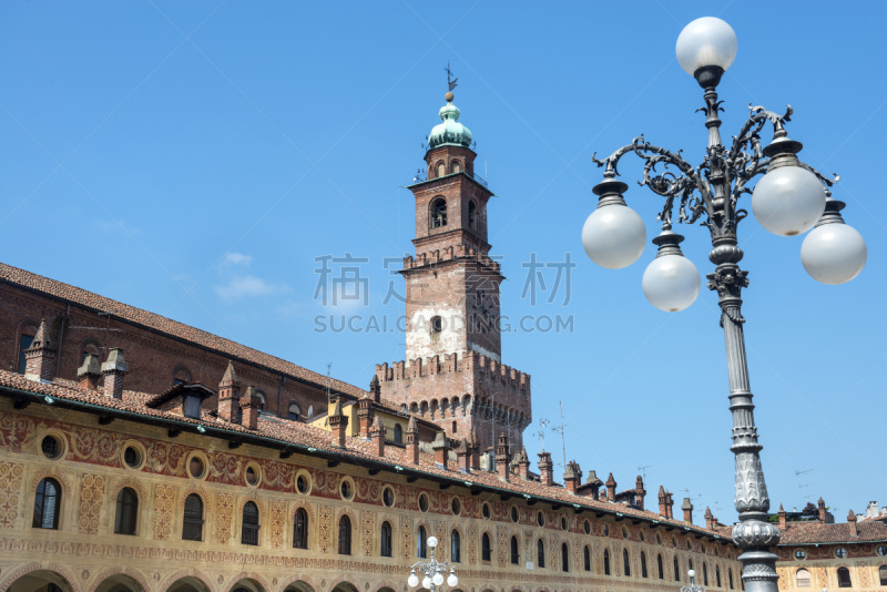 维杰瓦纳,广场,Doge's Palace,纪念碑,天空,水平画幅,无人,古老的,帕维亚,户外