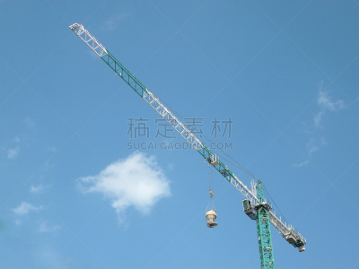 起重机,塔,房屋,天空,建筑承包商,提举,干的,发展,上车,检查