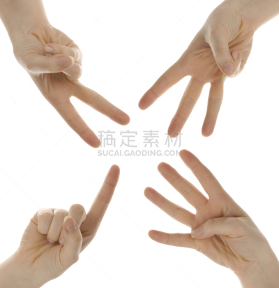 数字4,数,垂直画幅,手势语,手,白色背景,手指,人,人群