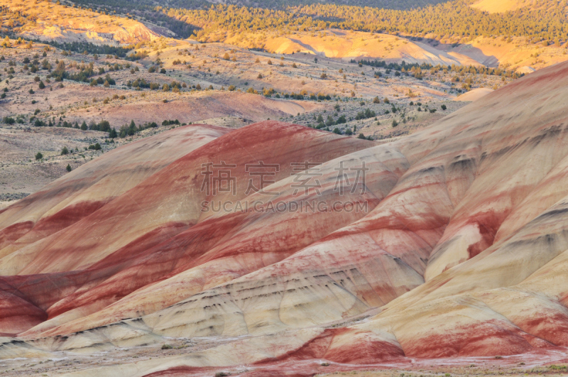 俄勒冈州,画山,米切尔城,俄勒冈郡,公园,粘土,水平画幅,地形,山,无人