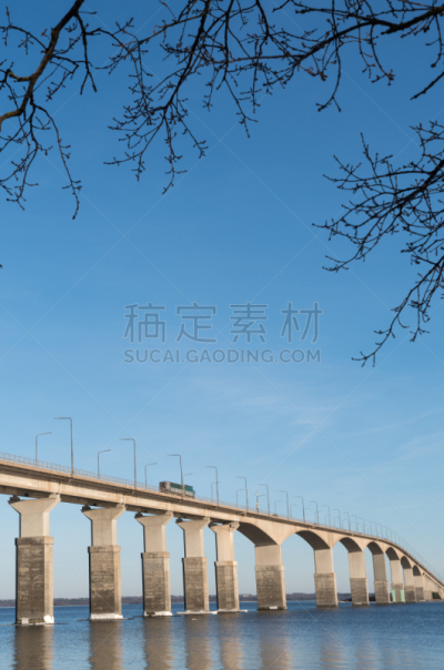 风景,在上面,桥式,oland桥,卡尔马省,面向陆地,垂直画幅,水,天空,无人