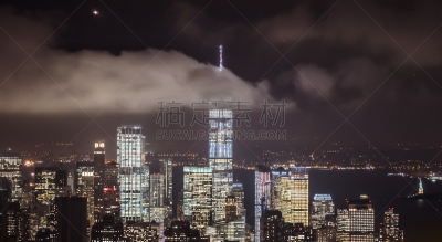夜晚,纽约,曼哈顿,旅游目的地,水平画幅,无人,正上方视角,建筑外部,户外,城市