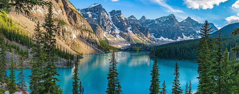 加拿大,自然,班夫,水平画幅,地形,阿尔伯塔省,无人,全景,早晨,夏天