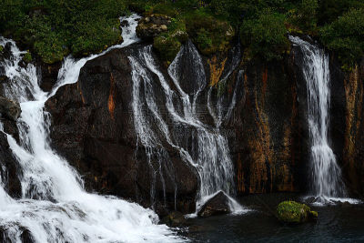 hraunfossar,岛,水平画幅,瀑布,无人,2015年,户外,冰岛国,山脉,摄影