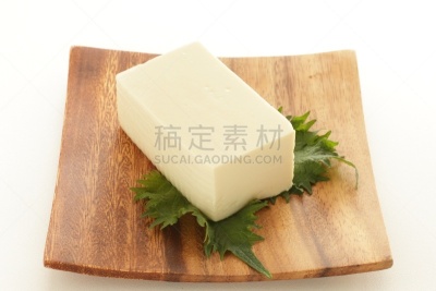 豆腐,东方食品,草本,留白,水平画幅,高视角,无人,日本,白色背景,室内