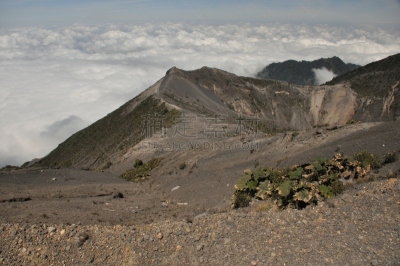 云,火山口,哥斯达黎加,伊拉苏火山,熔岩,磨脚石,十字转门,安全,热,部分