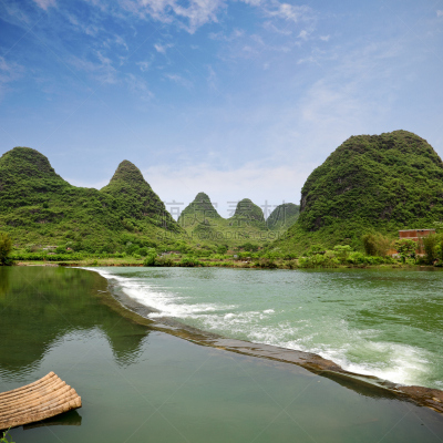 阳朔,桂林,喀斯特,水,天空,地形,无人,户外,雪堆,方形画幅