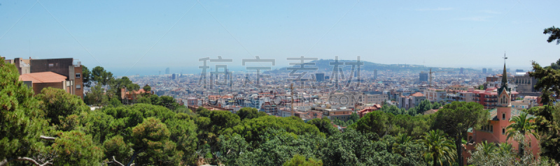 都市风景,全景,巴塞罗那,水平画幅,海港,旅行者,夏天,户外,商业金融和工业,城镇