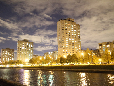 夜晚,城市,河岸,天空,新的,水平画幅,无人,月亮,户外,光