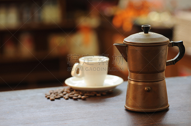 咖啡机,古典式,高压蒸汽咖啡机,咖啡壶,水平画幅,无人,浓咖啡,特写,用具,简单