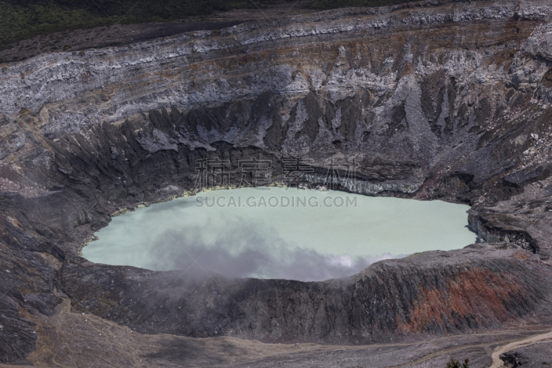 哥斯达黎加,波阿斯火山,自然,特拉华,圣何西哥斯达黎加,图像,无人,火山湖,湖,绿松石色