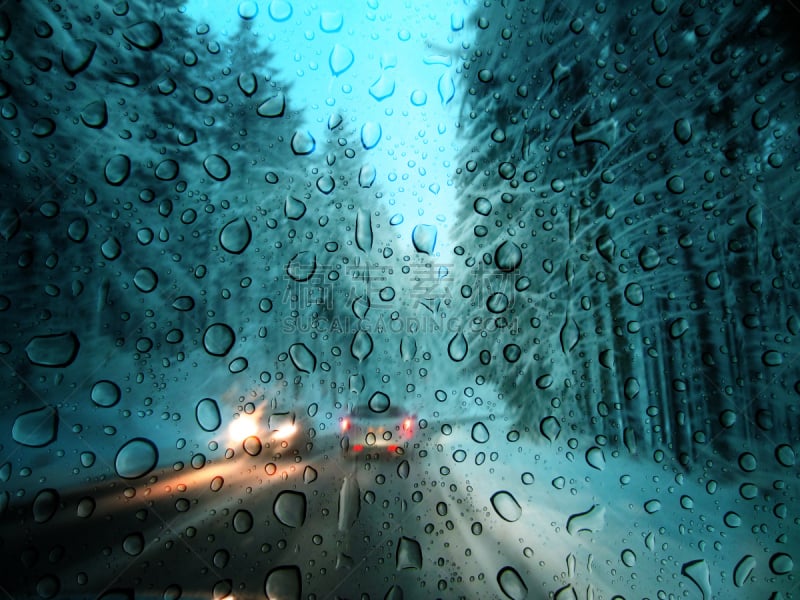 暴风雨,陶恩沁恩大街,挡风玻璃,雨,湿,尾灯,汽车内部,前灯,滑的,天空