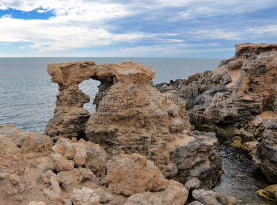 西澳大利亚,石灰石,海景,cape peron,水,天空,水平画幅,岩层,旅行者,海岸地形